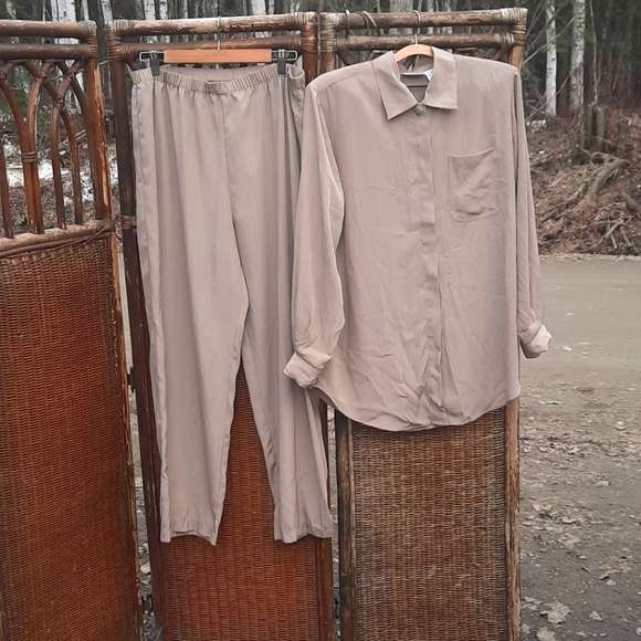 🆕️ Christie & Jill Vintage 80s Tan Pants Set - Picture 1 of 11